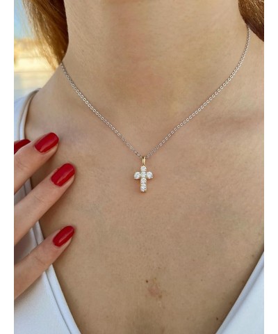 Cross Necklace for Women,18k Gold Plated 2 Tone Dainty Gold Necklace with Silver Chain Short Chain $7.79 Necklaces