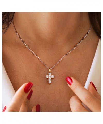 Cross Necklace for Women,18k Gold Plated 2 Tone Dainty Gold Necklace with Silver Chain Short Chain $7.79 Necklaces