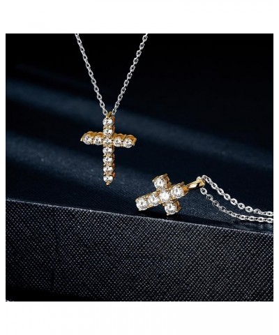 Cross Necklace for Women,18k Gold Plated 2 Tone Dainty Gold Necklace with Silver Chain Short Chain $7.79 Necklaces