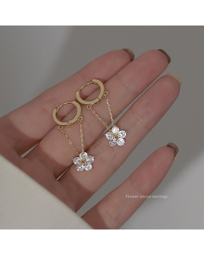 925 Silver Needle Simple Shiny Zircon Earrings Gold Plating Jewelry Crystal Stud Earrings Women (Color : Gold5) Gold11 $11.66...