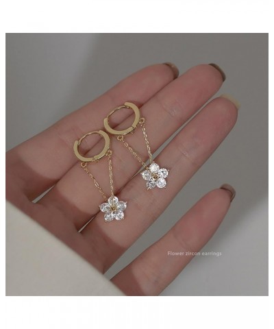 925 Silver Needle Simple Shiny Zircon Earrings Gold Plating Jewelry Crystal Stud Earrings Women (Color : Gold5) Gold11 $11.66...