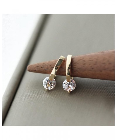 925 Silver Needle Simple Shiny Zircon Earrings Gold Plating Jewelry Crystal Stud Earrings Women (Color : Gold5) Gold11 $11.66...