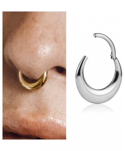 16G/8mm Septum Ring Hoop, 316l Stainless Steel Segment Nose Rings for Men and Women, Hypoallergenic Cartilage Clicker Hoop Ea...