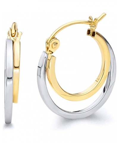 14k REAL Two Tone Gold 4mm Thickness Double Hoop Earrings (16 x 16 mm) $53.55 Earrings