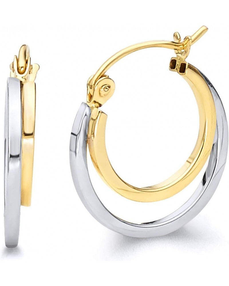 14k REAL Two Tone Gold 4mm Thickness Double Hoop Earrings (16 x 16 mm) $53.55 Earrings