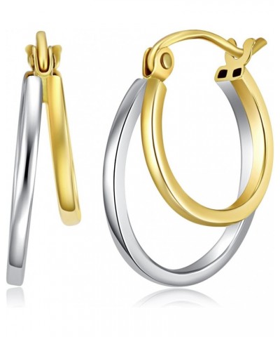 14k REAL Two Tone Gold 4mm Thickness Double Hoop Earrings (16 x 16 mm) $53.55 Earrings