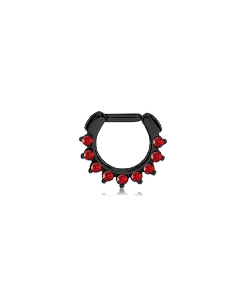 Black-Tone 316L Surgical Steel Septum Clicker Helix Nose Ring Ear Cartilage Red Choose Your Size & Gauge 14G 16G 14G-5/16 - 8...