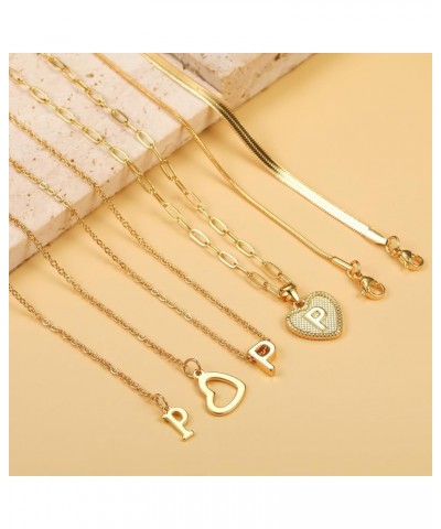 Gold Initial Necklaces for Women Girls, 3 Pcs 14K Gold Plated Letter Heart Pendant Necklaces, Dainty Gold Letter Necklace Set...