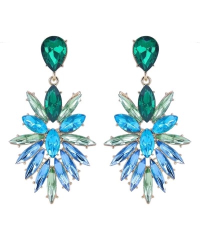 Statement Vintage Dangle Earrings for Women Art Deco Drop Crystal Fashion Prom Party Marquise Cluster Green $10.79 Earrings