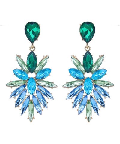 Statement Vintage Dangle Earrings for Women Art Deco Drop Crystal Fashion Prom Party Marquise Cluster Green $10.79 Earrings