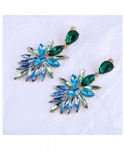 Statement Vintage Dangle Earrings for Women Art Deco Drop Crystal Fashion Prom Party Marquise Cluster Green $10.79 Earrings