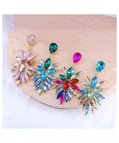 Statement Vintage Dangle Earrings for Women Art Deco Drop Crystal Fashion Prom Party Marquise Cluster Green $10.79 Earrings