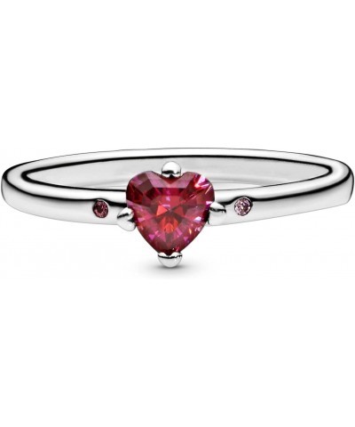 You & Me Sparkling Red Heart Ring - Sterling Silver Ring for Women - Layering or Stackable Ring - Gift for Her - Sterling Sil...