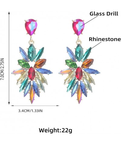 Statement Vintage Dangle Earrings for Women Art Deco Drop Crystal Fashion Prom Party Marquise Cluster Green $10.79 Earrings