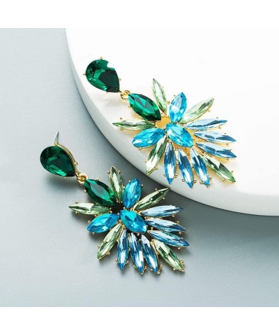 Statement Vintage Dangle Earrings for Women Art Deco Drop Crystal Fashion Prom Party Marquise Cluster Green $10.79 Earrings