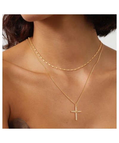 Cross Necklace for Women 14K Gold Plated Cubic Zirconia Cross Pendant Necklaces Christian Jewelry Gifts for Women CZ Crossove...