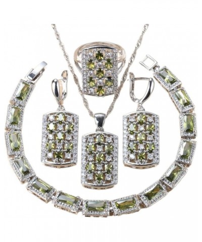 Female Jewelry Olive Green Stone Necklace And Earrings Women Bracelet Sets nicely Olive Green 4PCS $20.65 Jewelry Sets