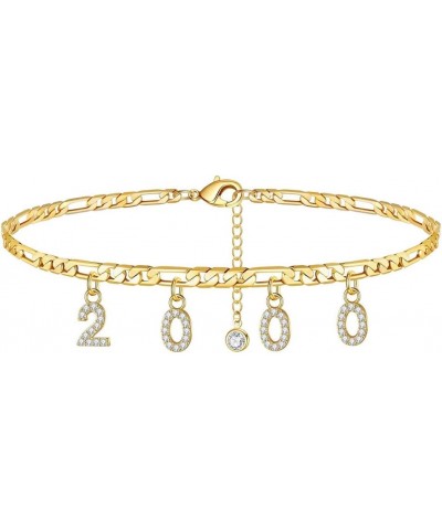 Birth Year Number Ankle Bracelets for Women, Cnebo Gold Plated CZ Date Anklet Personalized Birth Year Number Ankle Bracelets ...