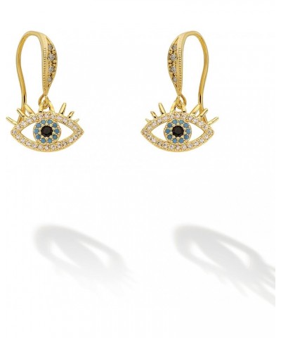 Evil Eye Earrings for Women Symbol of protection - 14K Gold Plated Cubic Zirconia Fishhook/Gift 3C0771 $11.19 Earrings