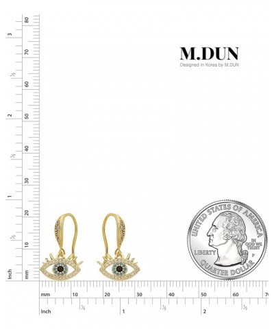 Evil Eye Earrings for Women Symbol of protection - 14K Gold Plated Cubic Zirconia Fishhook/Gift 3C0771 $11.19 Earrings