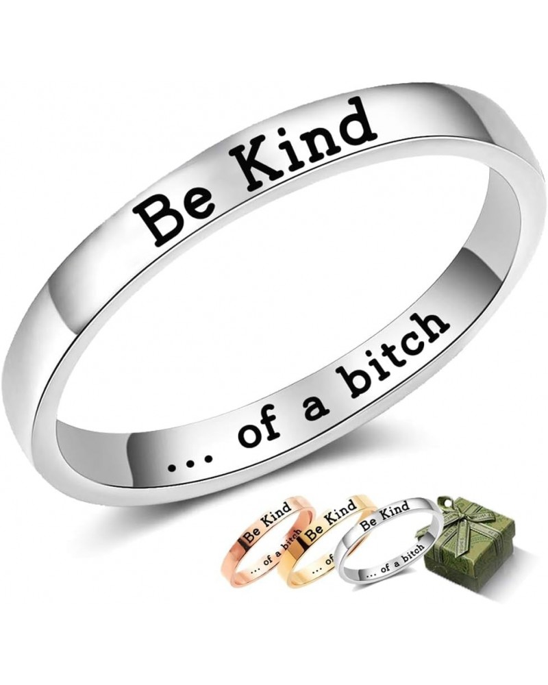 Rings for Women Engraved Ring Inspirational Motivational Be Kind Funny Gift Silver color 6 $14.08 Rings