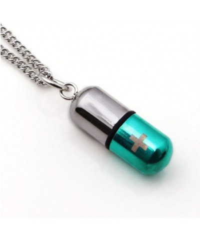 Stainless Steel Pill Capsule Cross Necklace Tube Urn Keepsake Cremation Ashes Memorial Pendant 22 Inch, Silver Black Green $7...