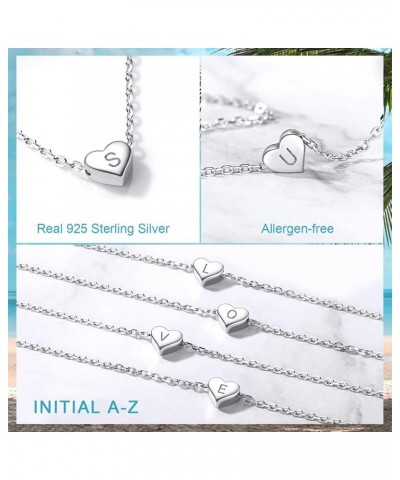 Silver Initial Anklets for Women, Dainty 925 Sterling Silver A-Z Letter Initial Anklet Personalized Alphabet Heart Monogram C...