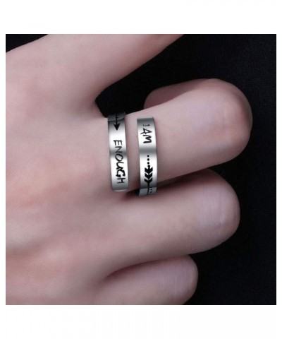 Adjustable Silver Rings for Girls Stainless Steel Message Arrow Stacking Thumb Rings Inspirational Gift for Women IAM ENOUGH ...