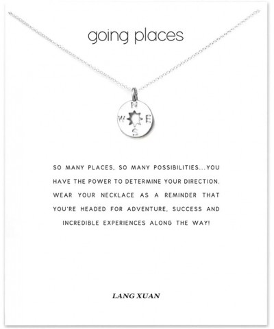 Message Card Sunshine Key Compass Pendant Necklace Friendship Sun Good Luck Elephant Pendant Chain Necklace for Women Gift Si...