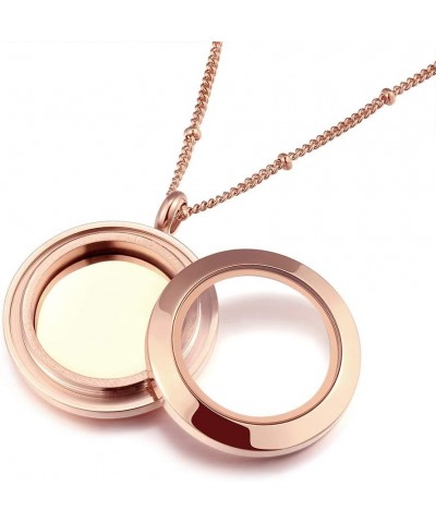 Mesinya Memorial Keepsake Floating Charm Toughened Glass Locket Pendant Necklace With Chain 25 mm-Rose Gold- Twist $11.79 Nec...