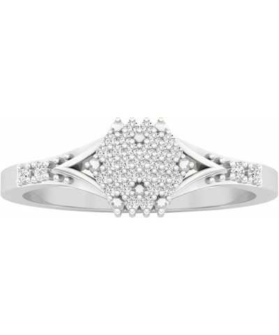 0.15 Carat (ctw) 18K Gold Round Diamond Ladies Cluster Flower Right Hand Ring White Gold $139.75 Rings