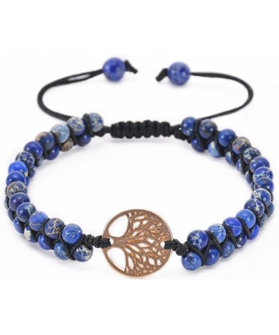 Women Handmade Boho Wrap Bracelets Natural Stone Variety Beads Strand Bracelet Blue Emperor Stone $11.21 Bracelets