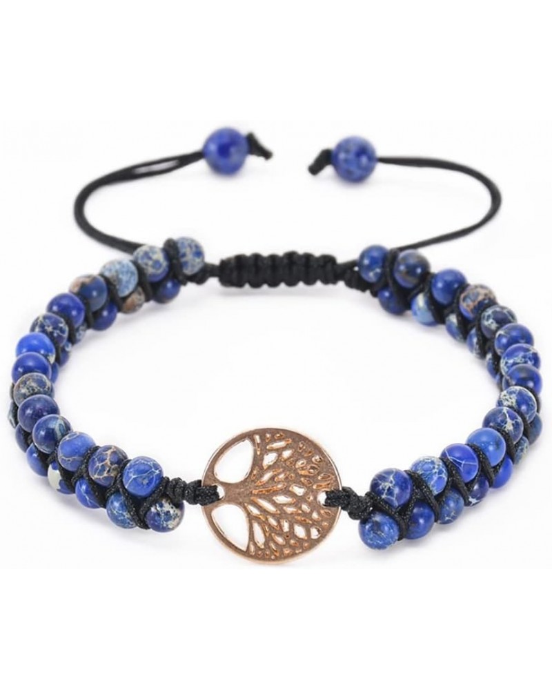 Women Handmade Boho Wrap Bracelets Natural Stone Variety Beads Strand Bracelet Blue Emperor Stone $11.21 Bracelets