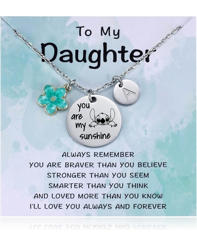 Stitch Gifts You are My Sunshine Hibiscus Stitch Necklace for Daughter Niece Granddaughter Little Girls, Lilo and Stitch Birt...