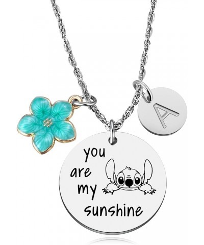 Stitch Gifts You are My Sunshine Hibiscus Stitch Necklace for Daughter Niece Granddaughter Little Girls, Lilo and Stitch Birt...