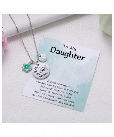 Stitch Gifts You are My Sunshine Hibiscus Stitch Necklace for Daughter Niece Granddaughter Little Girls, Lilo and Stitch Birt...