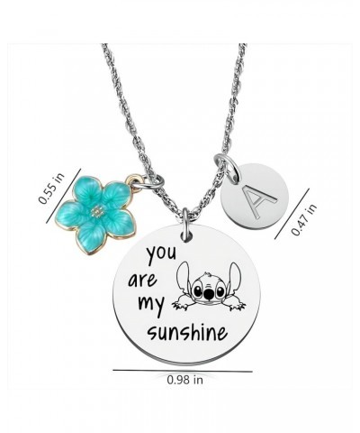 Stitch Gifts You are My Sunshine Hibiscus Stitch Necklace for Daughter Niece Granddaughter Little Girls, Lilo and Stitch Birt...