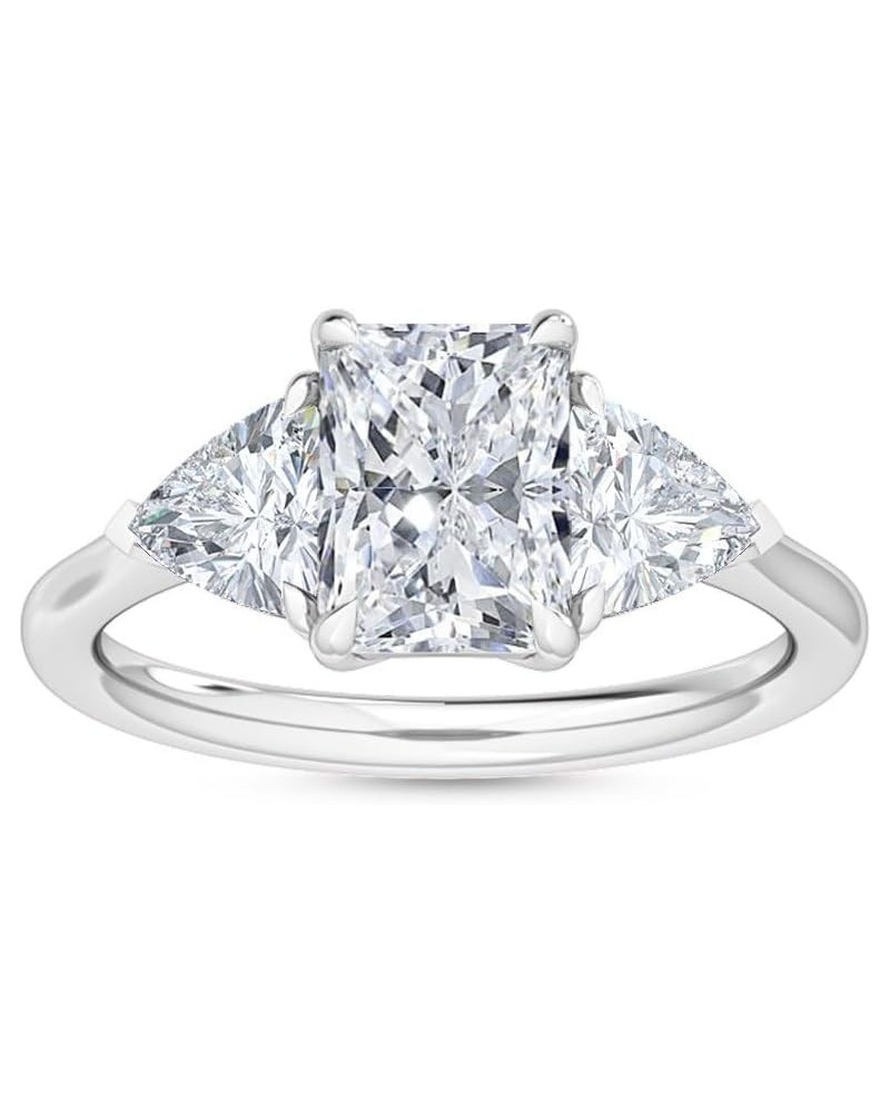 1-5 Carat (ctw) White Gold Radiant,Trilliant Cut LAB GROWN Diamond Three Stone Engagement Ring (Color D-E Clarity VS1-VS2) 8....