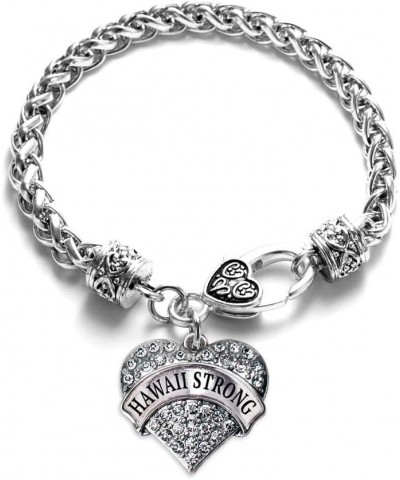 Silver Pave Heart Charm Bracelet with Cubic Zirconia Jewelry Hawaii Strong $10.39 Bracelets