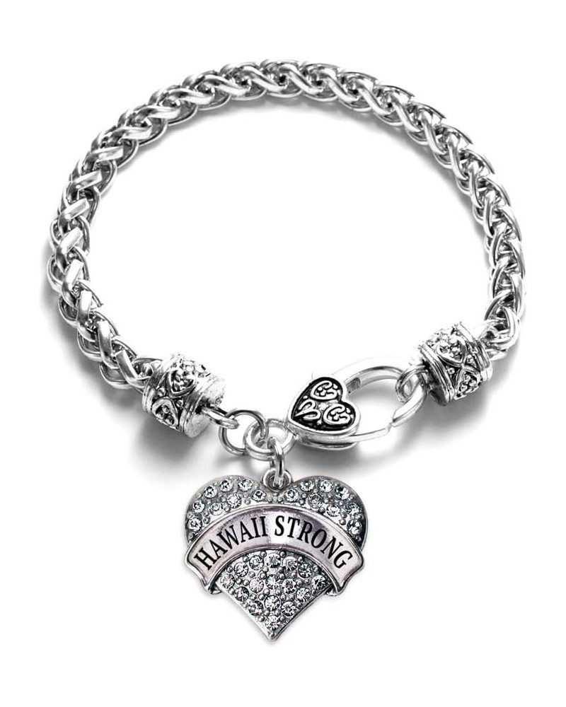 Silver Pave Heart Charm Bracelet with Cubic Zirconia Jewelry Hawaii Strong $10.39 Bracelets