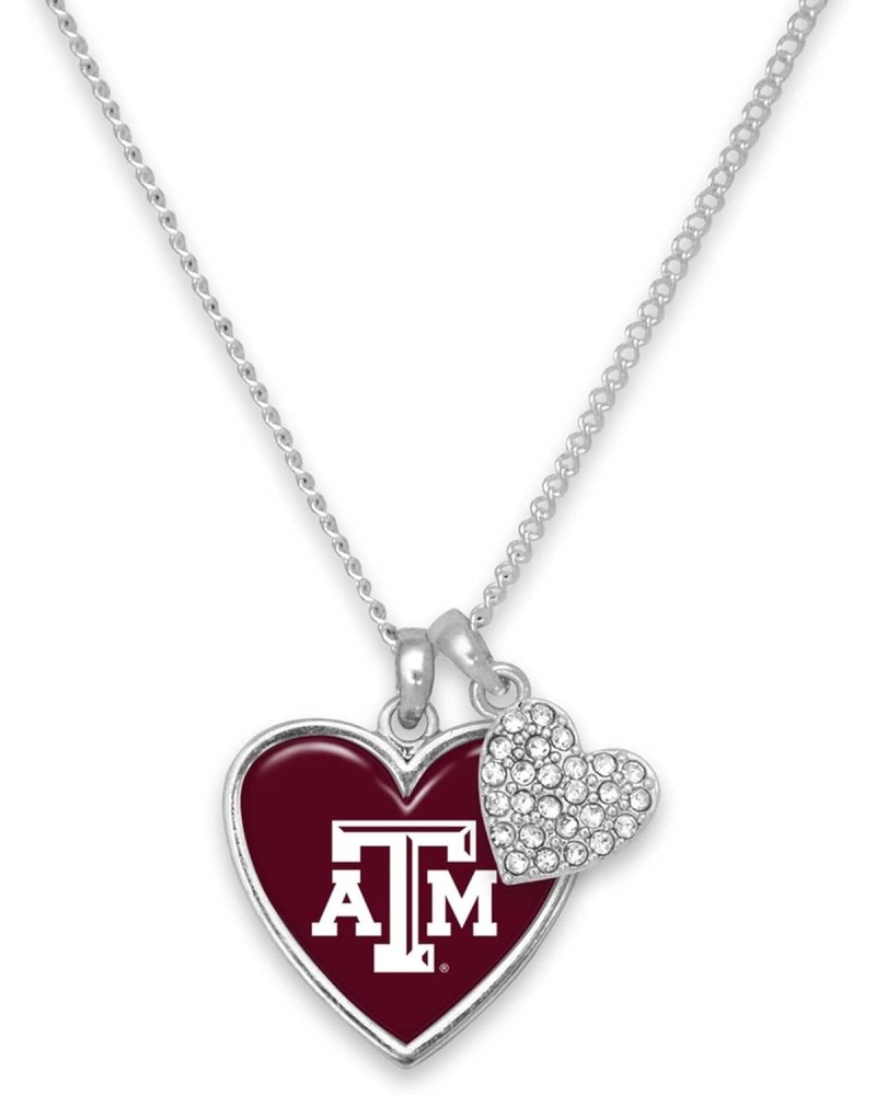 Texas A&M Aggies Amara Crystal Heart Silver Chain Necklace Jewelry Gift TAMU $14.29 Necklaces