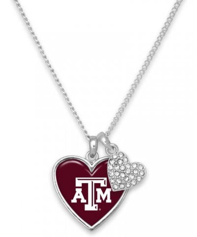 Texas A&M Aggies Amara Crystal Heart Silver Chain Necklace Jewelry Gift TAMU $14.29 Necklaces