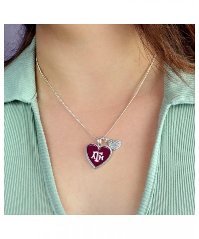 Texas A&M Aggies Amara Crystal Heart Silver Chain Necklace Jewelry Gift TAMU $14.29 Necklaces