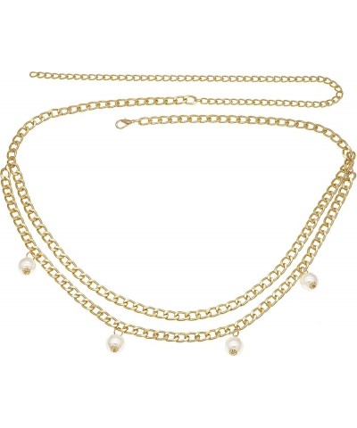 MultiLayer Metal Waist Chain Belly Waist Chain Punk Body Chain for Women and Girls Gold Pearl XL: 59 in/150 cm $13.43 Body Je...