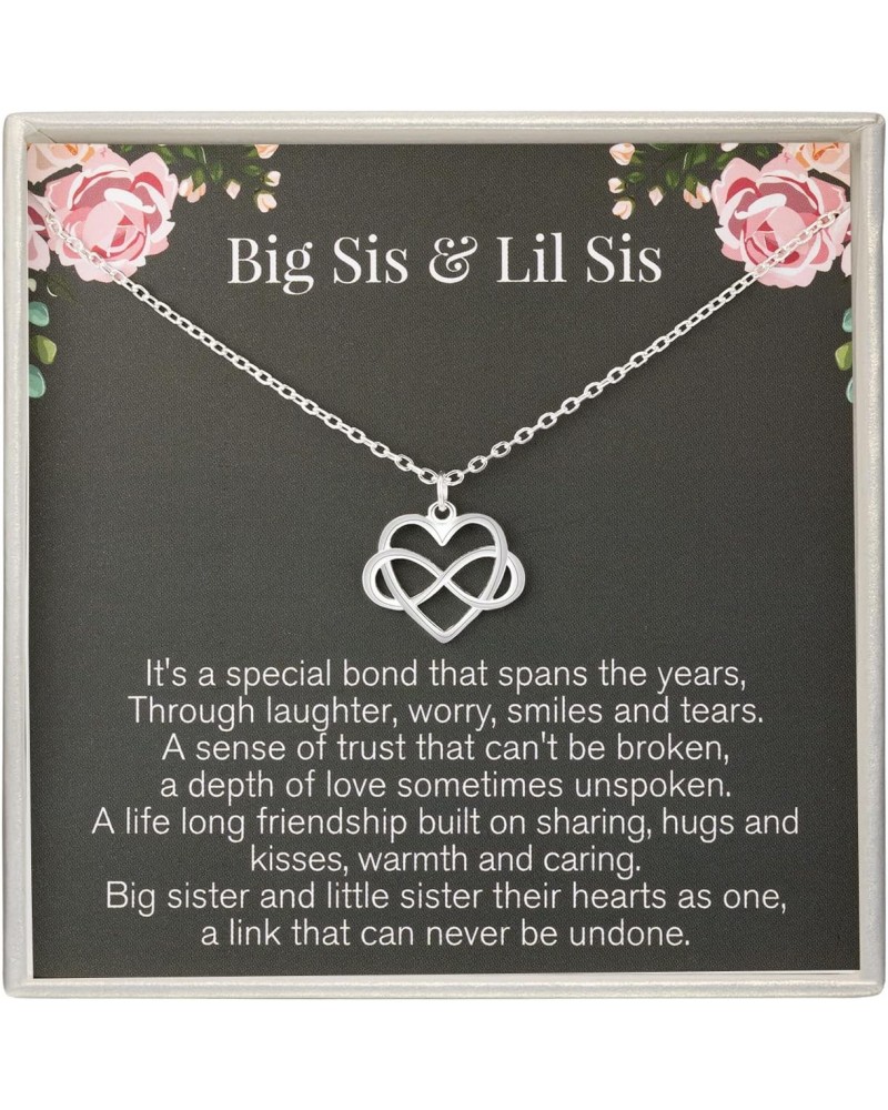 Sisters Gifts from Sister,Big Sister Little Sister Necklace 925 Sterling Silver Tiny Infinity Heart Necklaces for Sisters Bir...