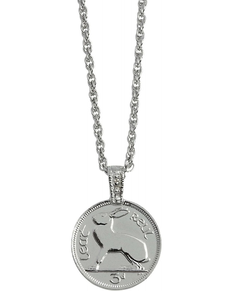 Lucky Rabbit Coin Pendant | Eire Coin | Irish Hare | Silvertone 24 Inch Rope Chain | Certificate of Authenticity … $11.23 Nec...