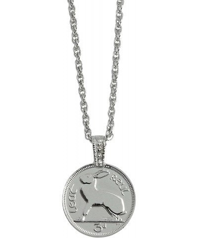 Lucky Rabbit Coin Pendant | Eire Coin | Irish Hare | Silvertone 24 Inch Rope Chain | Certificate of Authenticity … $11.23 Nec...