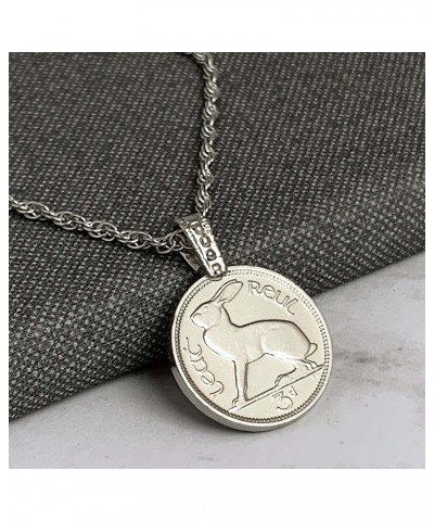 Lucky Rabbit Coin Pendant | Eire Coin | Irish Hare | Silvertone 24 Inch Rope Chain | Certificate of Authenticity … $11.23 Nec...