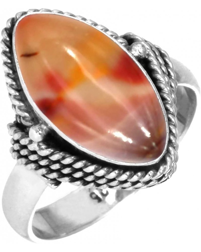 925 Sterling Silver Handmade Ring for Women 8x16 Marquoise Gemstone Fashion Jewelry for Gift (99093_R) Mookaite $16.20 Rings