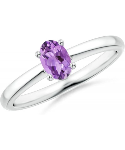 Natural Amethyst Solitaire Ring for Women, Girls in Sterling Silver/14K Solid Gold/Platinum | February Birthstone Jewelry Gif...